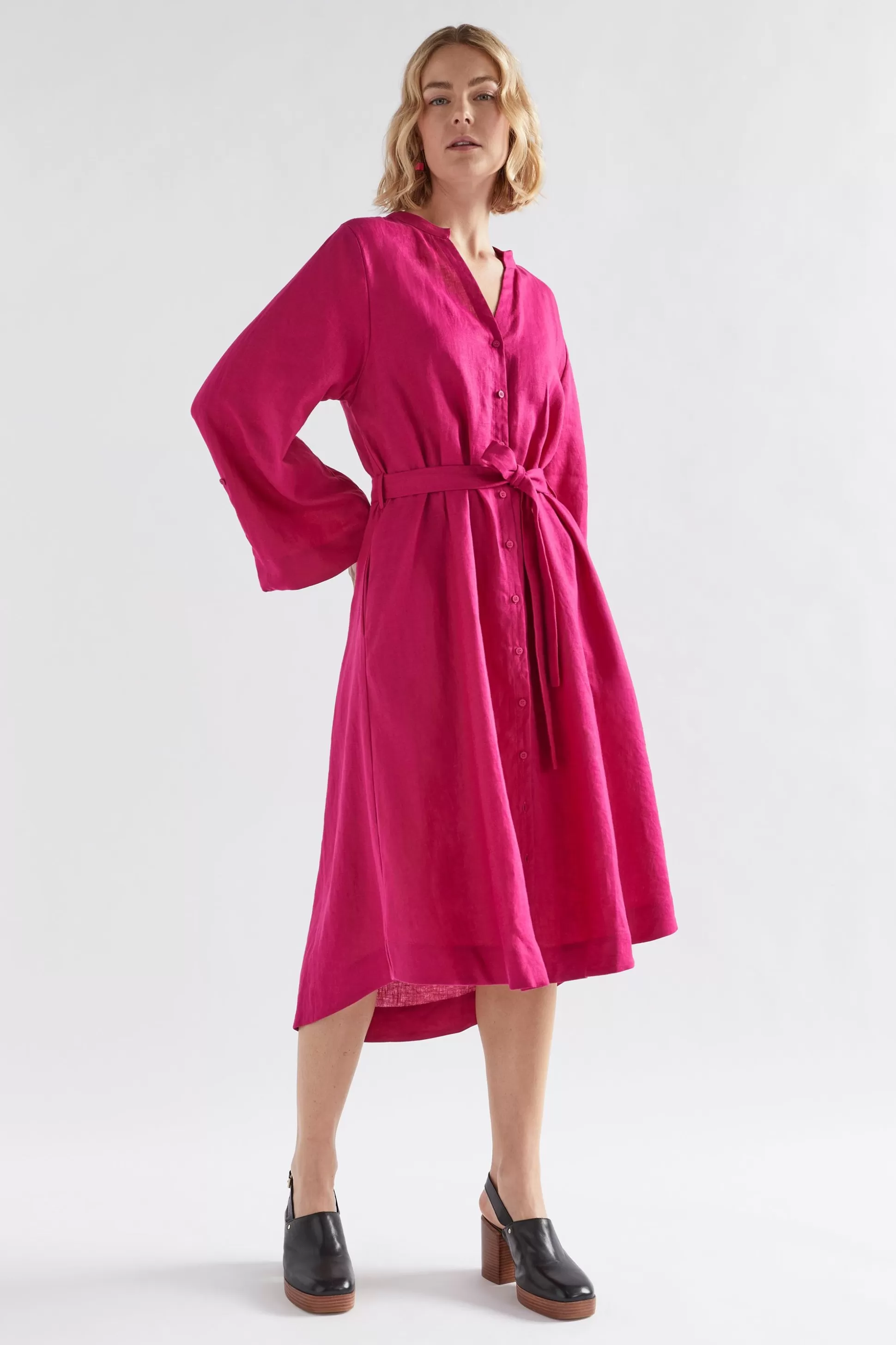 ELK Elev Linen Shirt Dress-Women Dresses