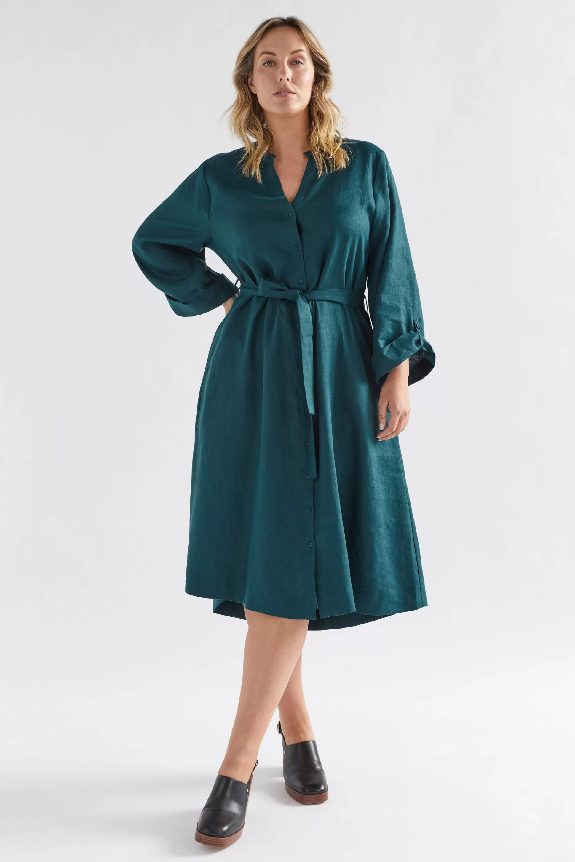 ELK Elev Linen Shirt Dress-Women Dresses