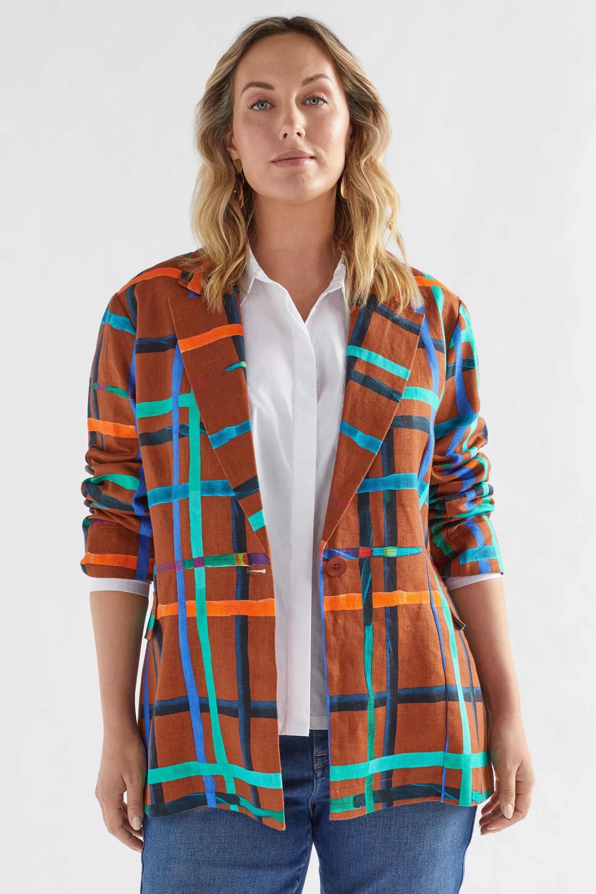 ELK Ilona Linen Print Blazer-Women Jackets