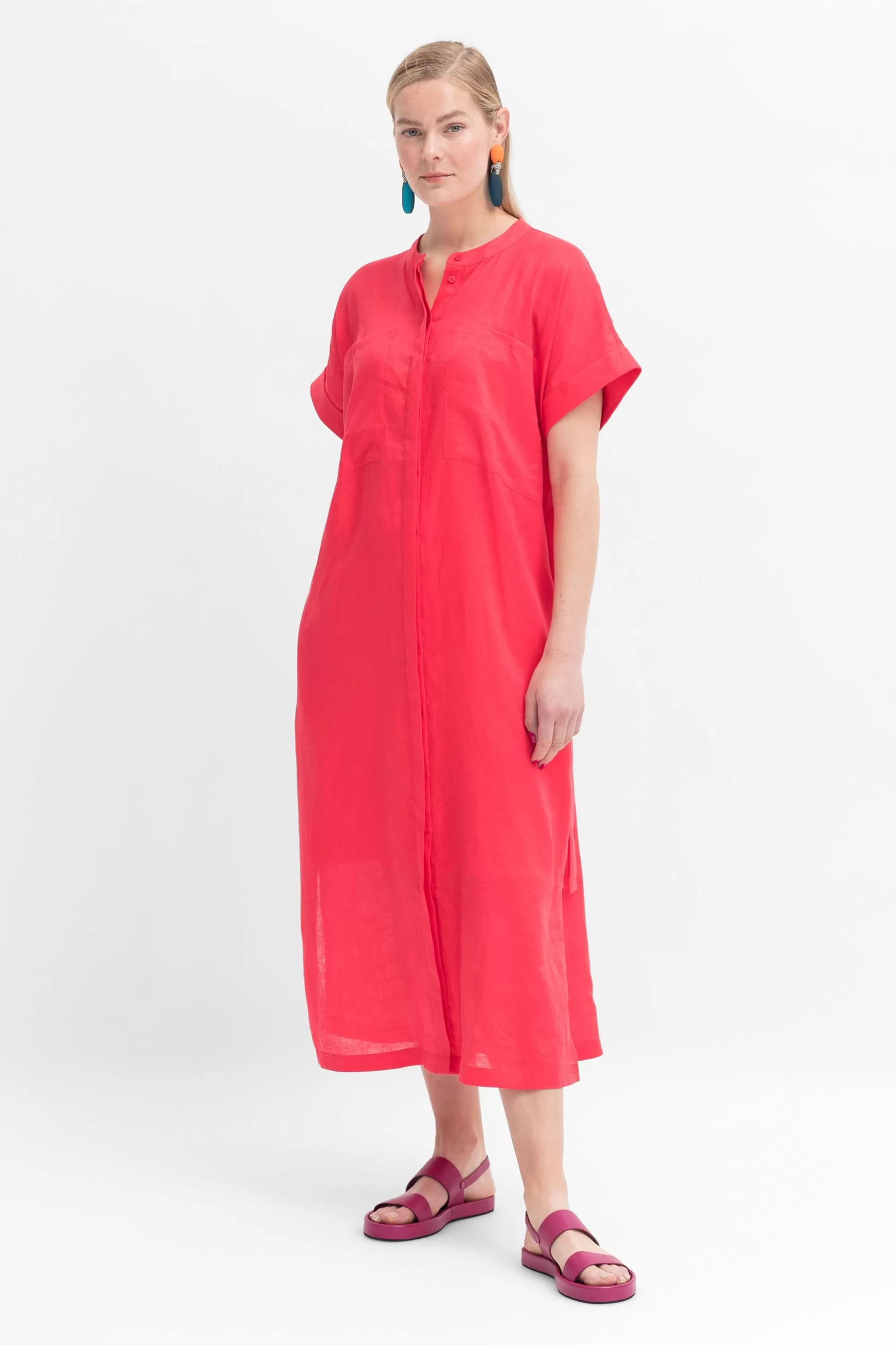 ELK Mies Linen Shirt Dress-Women Dresses